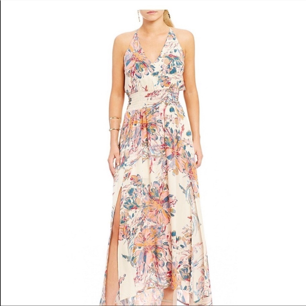 Chelsea and Violet Floral Abstract Adjustable Maxi Dress
